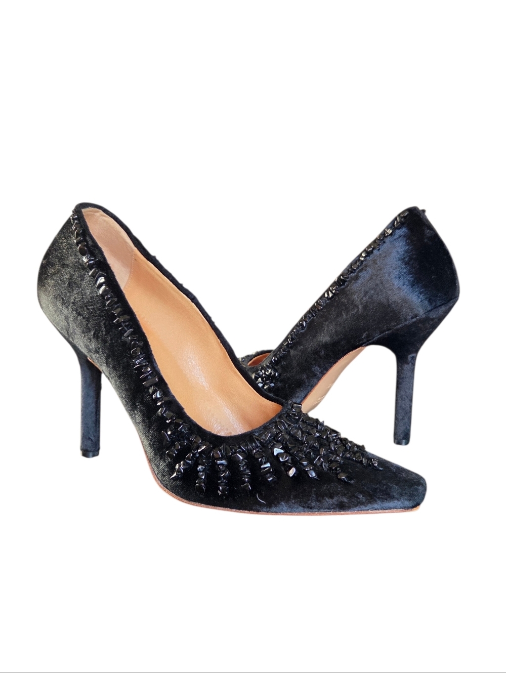 GUCCI Vintage Tom Ford Era Black Velvet Crystal-Embellished Pumps 8